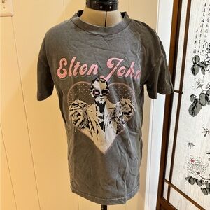 Elton John Pink Sparkly Graphic T-Shirt - Gray